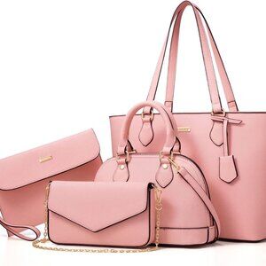 4PCS Women Fashion Handbags Purses Wallet Tote Shoulder Bags Casual Crossbody Ba